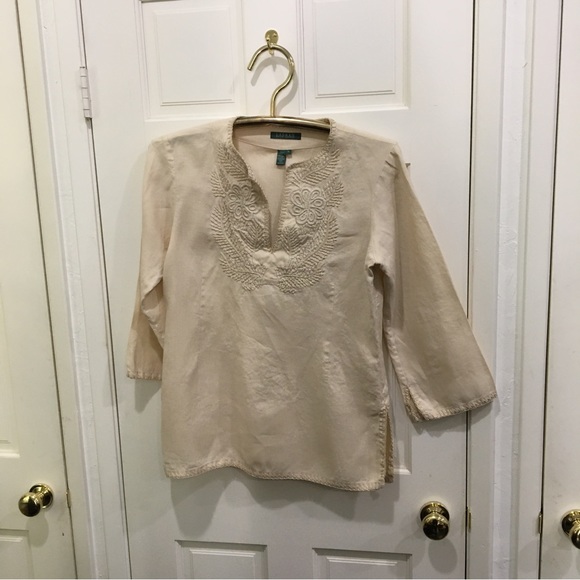 Ralph Lauren green label cream embroidered shirt - Picture 1 of 14